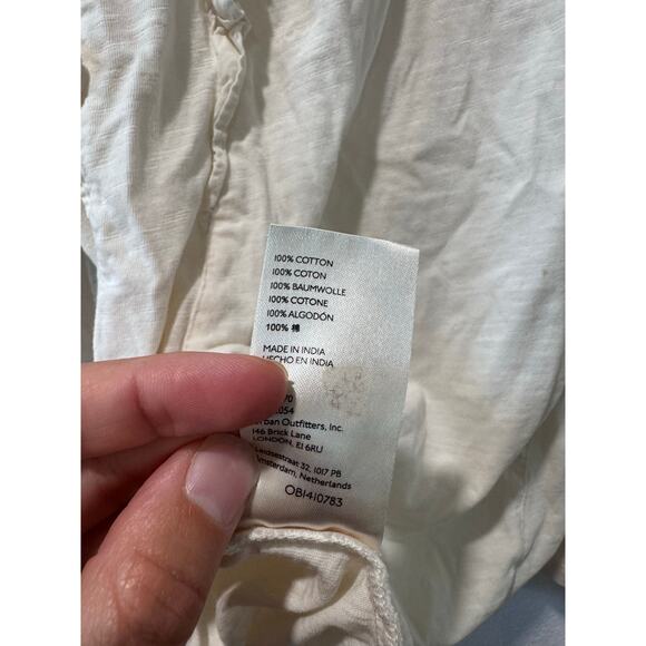 CREAM Anthropologie Ruffled V-Neck Puff Sleeve Tee Top Long Sleeve Size large - Picture 4 of 6